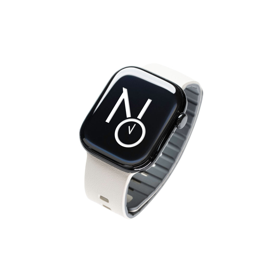 Gummireim m/magnetfeste til Apple watch off white