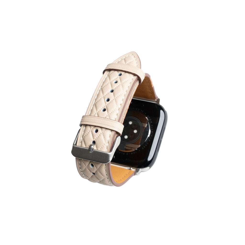 Mønstret skinnreim til Apple lys beige