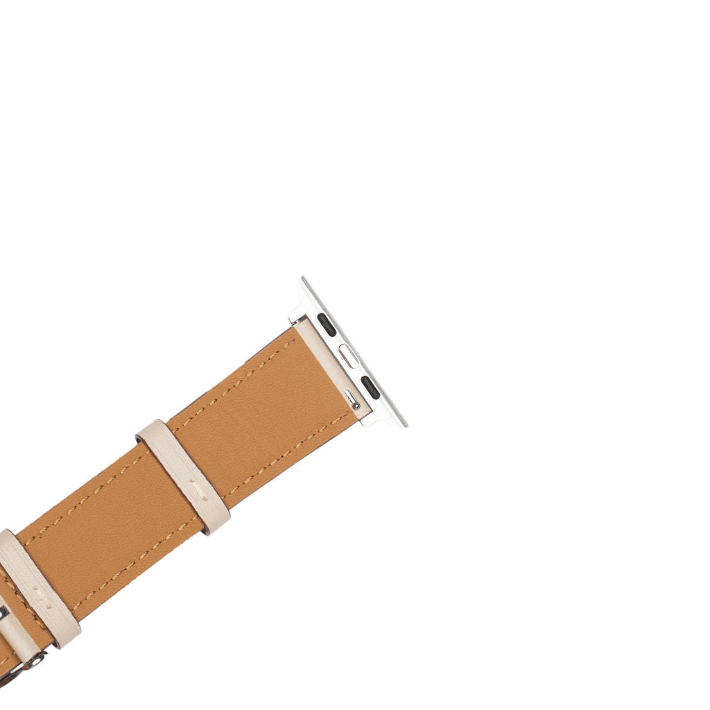 Mønstret skinnreim til Apple lys beige