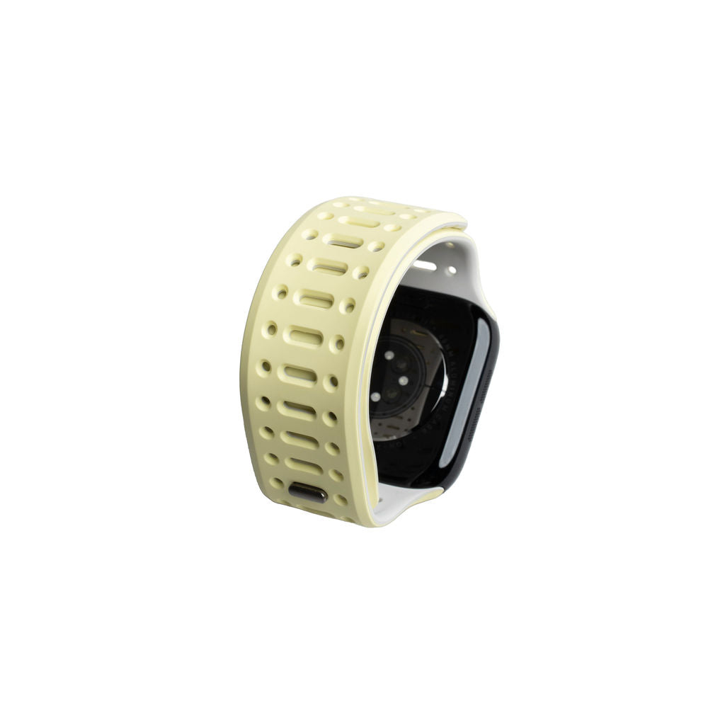 Mønstret gummireim m/magnetfeste til Apple watch gul