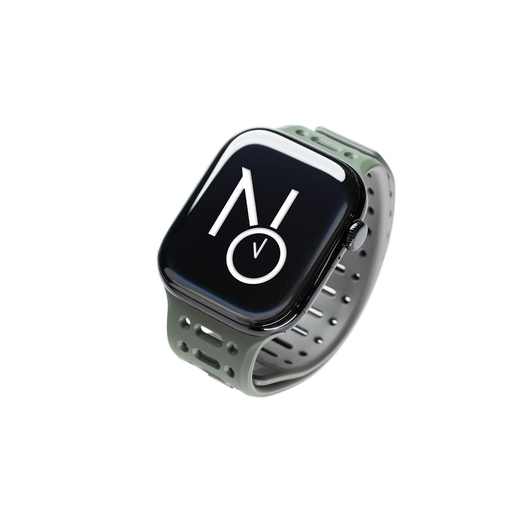 Mønstret gummireim m/magnetfeste til Apple watch mørkegrønn