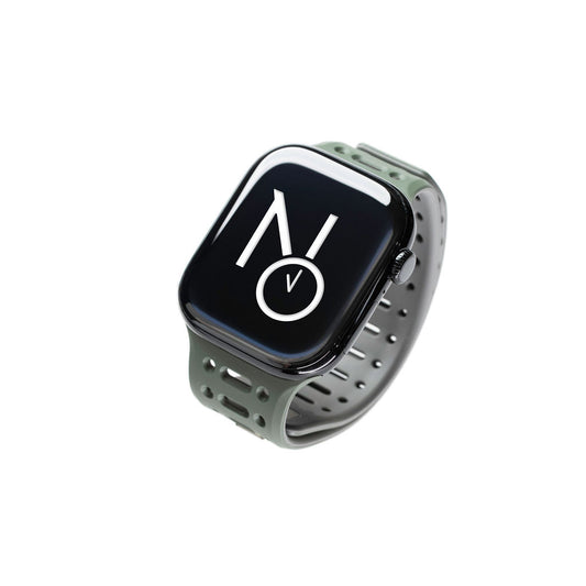 Mønstret gummireim m/magnetfeste til Apple watch mørkegrønn