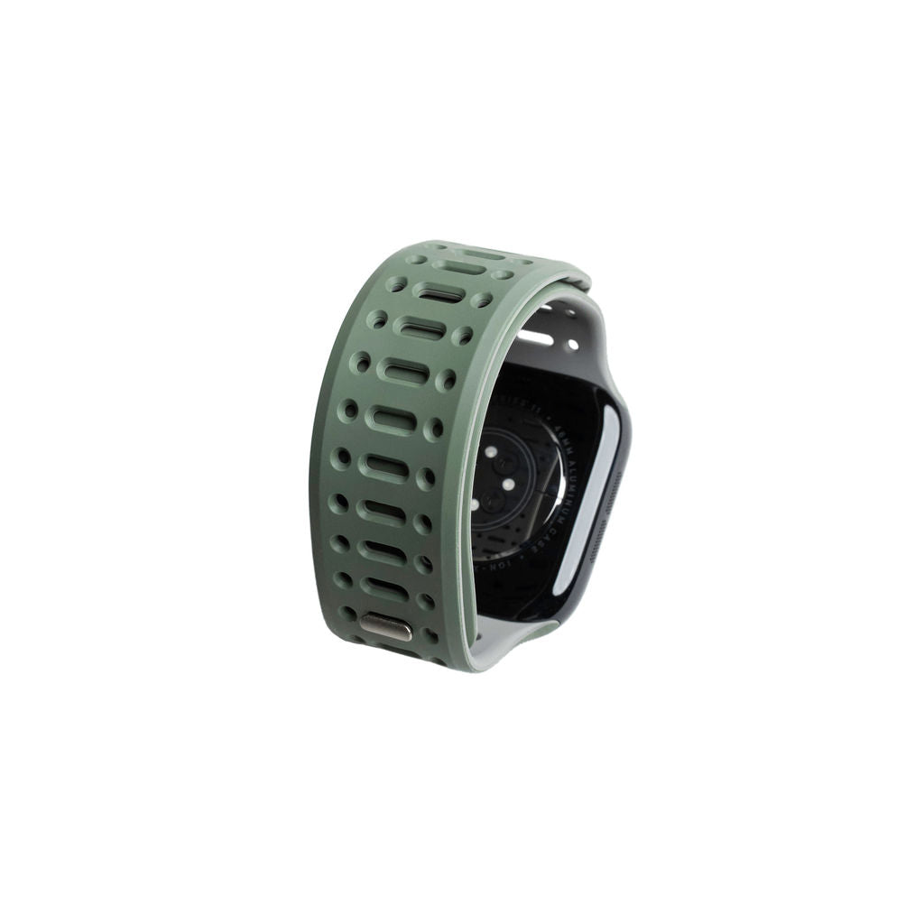 Mønstret gummireim m/magnetfeste til Apple watch mørkegrønn