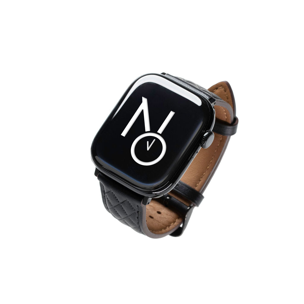 Mønstret skinnreim til Apple watch svart
